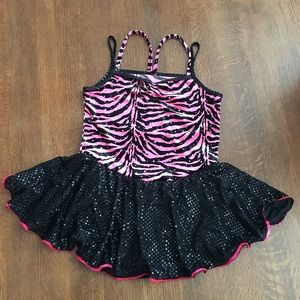 🔴 Pink & Black Tiger Print Dance Costume